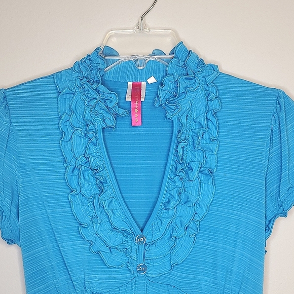 M Blue Ruffle Blouse - Picture 2 of 4